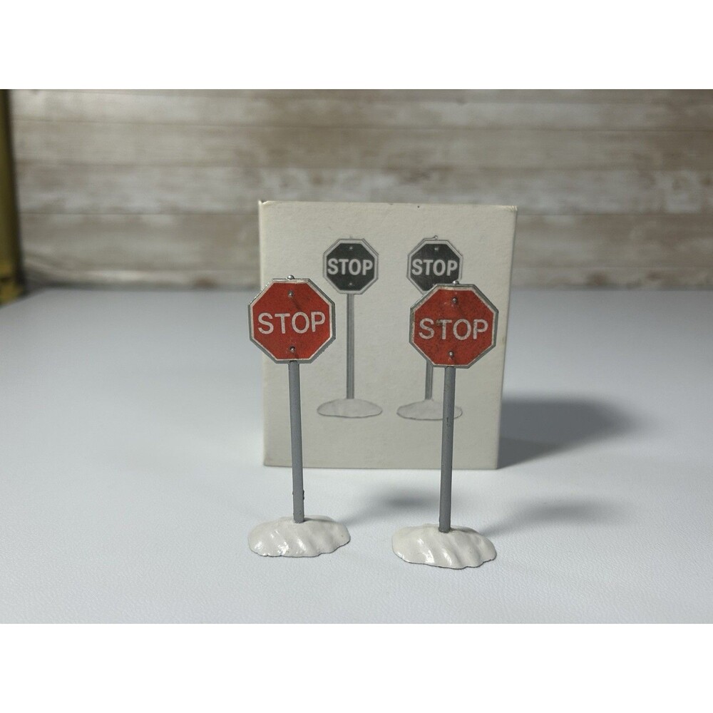 Dept 56 Snow Village Decoration Stop Sign Set Of 2 #5176-4 (See Pics) Christmas